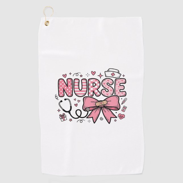 Serviette De Golf Conception de chemise vectorielle Cute Nurse Bow H (Devant)