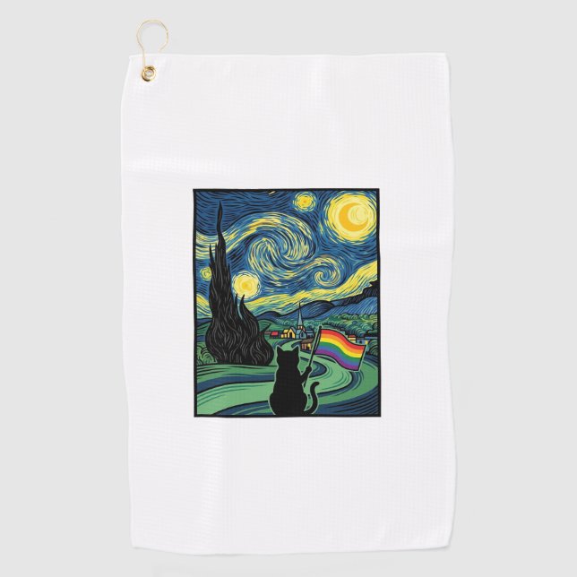 Serviette De Golf Conception de chemise vectorielle de paysage noctu (Devant)