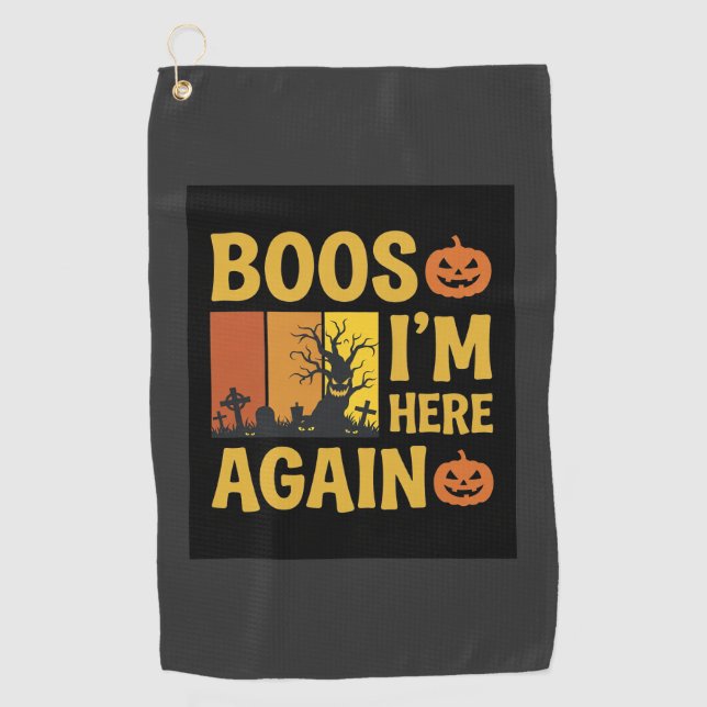 Serviette De Golf Conception de cimetière rétro Boos d'Halloween, je (Devant)