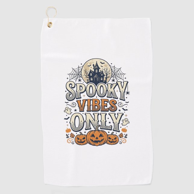 Serviette De Golf Conception de citrouille fantôme Halloween Vibes S (Devant)