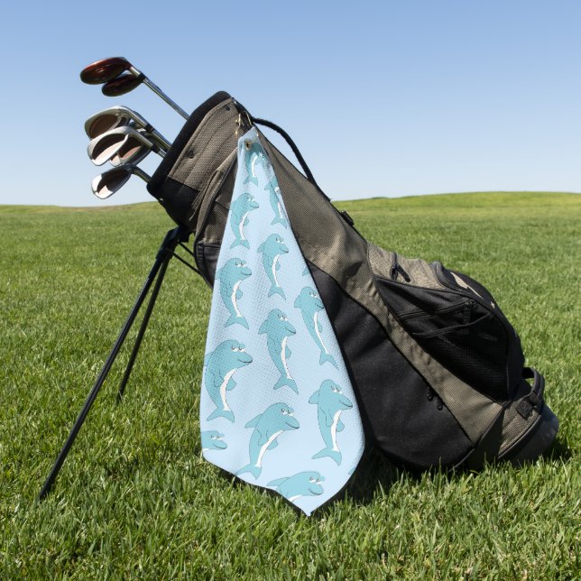 Serviette De Golf Conception de dauphin bleu sur fond de n'importe q (Vert)