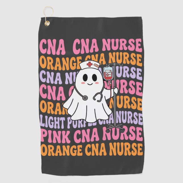 Serviette De Golf Conception de fantôme d'infirmière CNA Halloween (Devant)