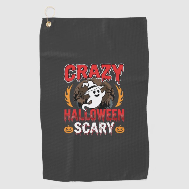 Serviette De Golf Conception de fantôme et de citrouille d'Halloween (Devant)