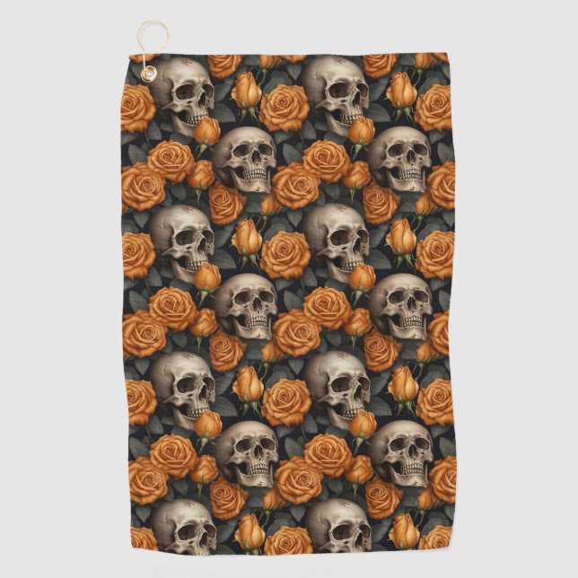 Serviette De Golf Conception de la série A Skull and Roses 11 (Devant)