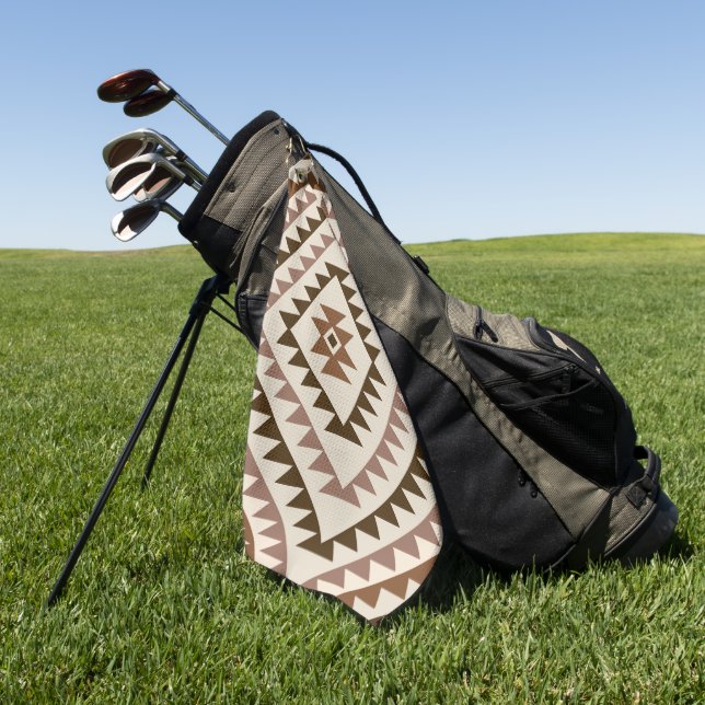 Serviette De Golf Conception de motif diamant aztéque Brun+Crème (Vert)