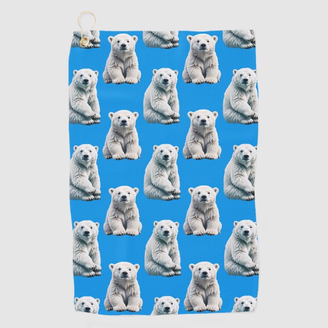 Serviette De Golf Conception de motif d'ours polaire bleu  (Devant)