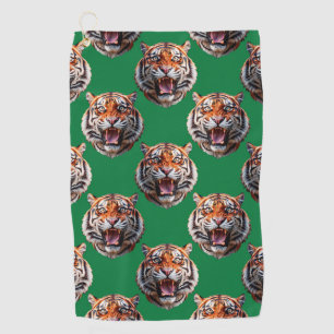 Serviette De Golf Conception de motif tête de tigre vert