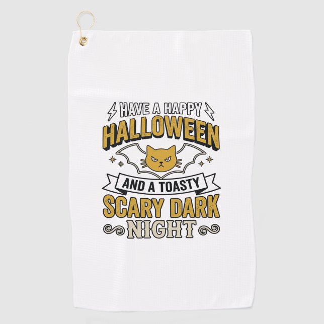 Serviette De Golf Conception de nuit sombre de chat d'Halloween anti (Devant)