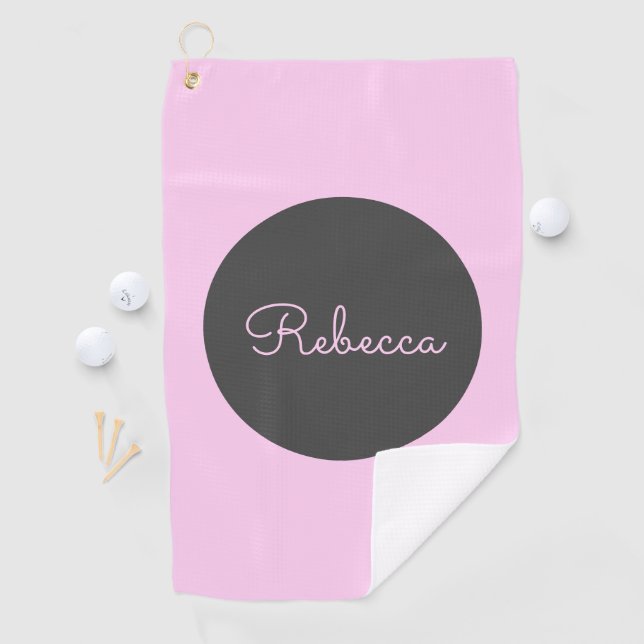 Serviette De Golf Conception de script rétro-moderne rose éditable c (En situation)