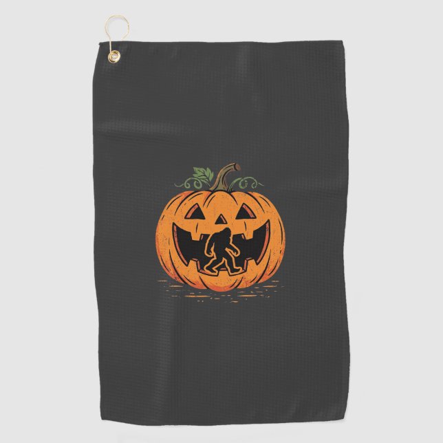 Serviette De Golf Conception de silhouette de citrouille Halloween B (Devant)