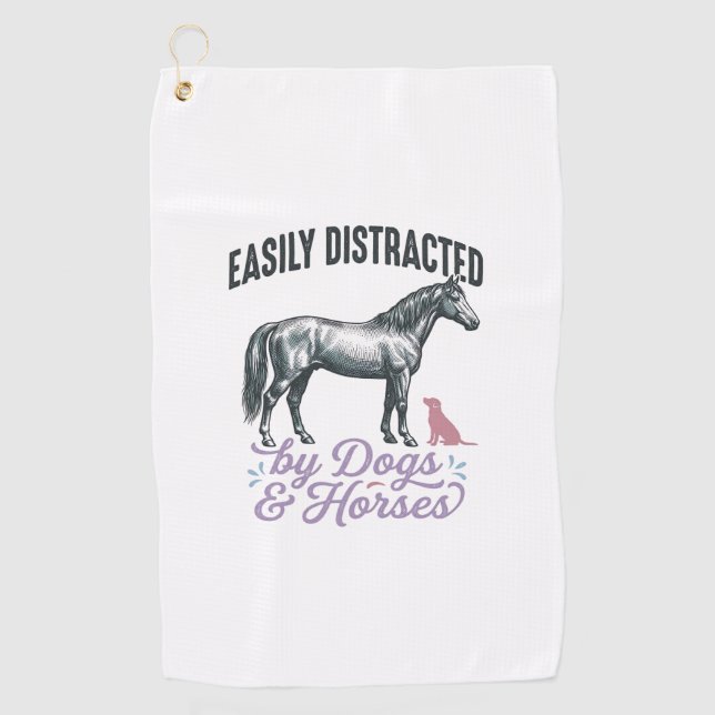 Serviette De Golf Conception de t-shirt facilement distrait par les  (Devant)