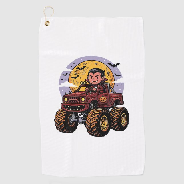 Serviette De Golf Conception de T-shirt Halloween de camion monstre  (Devant)