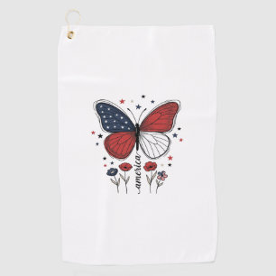 Serviette De Golf Conception de T-shirt vintage papillon patriotique