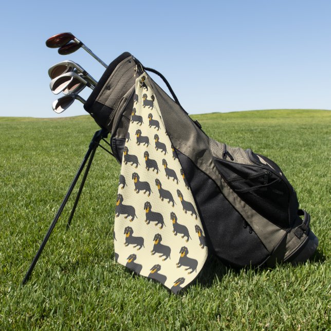Serviette De Golf Conception de teckel de toute couleur de fond (Vert)