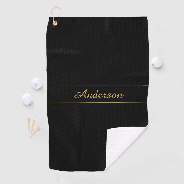 Serviette De Golf Conception de texte personnalisable simple or et n (En situation)