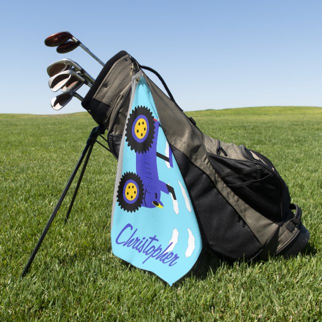 Serviette De Golf Conception de tracteur bleu personnalisée (Vert)
