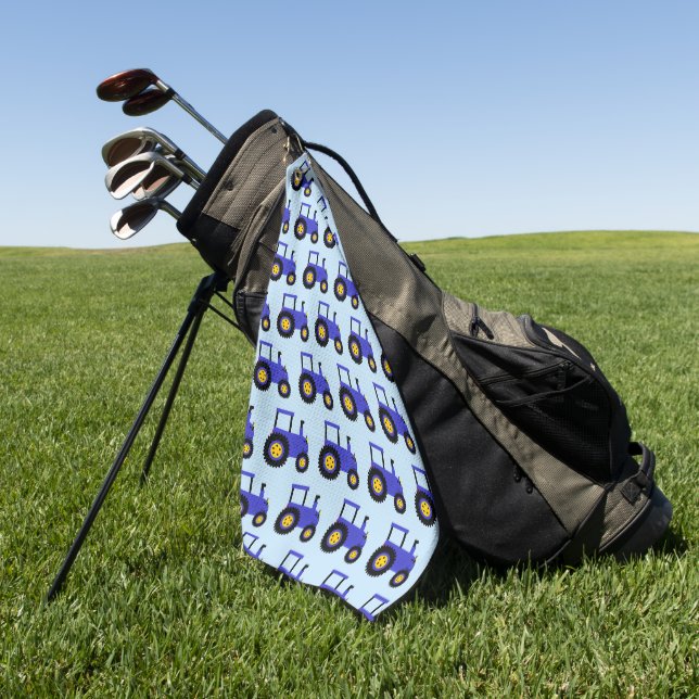 Serviette De Golf Conception de tracteur bleu sur fond de couleur au (Vert)