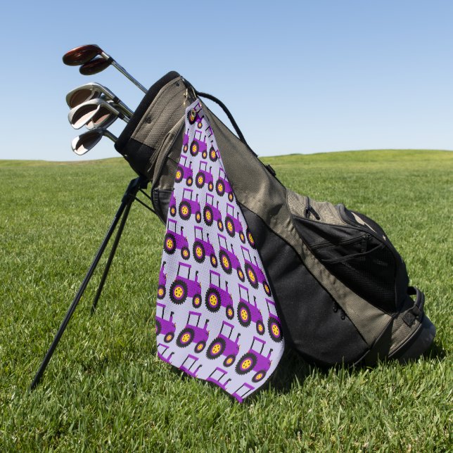 Serviette De Golf Conception de tracteur violet sur fond de n'import (Vert)