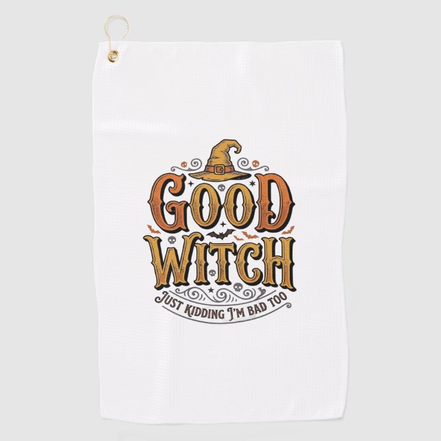 Serviette De Golf Conception de typographie Halloween sorcière genti (Devant)