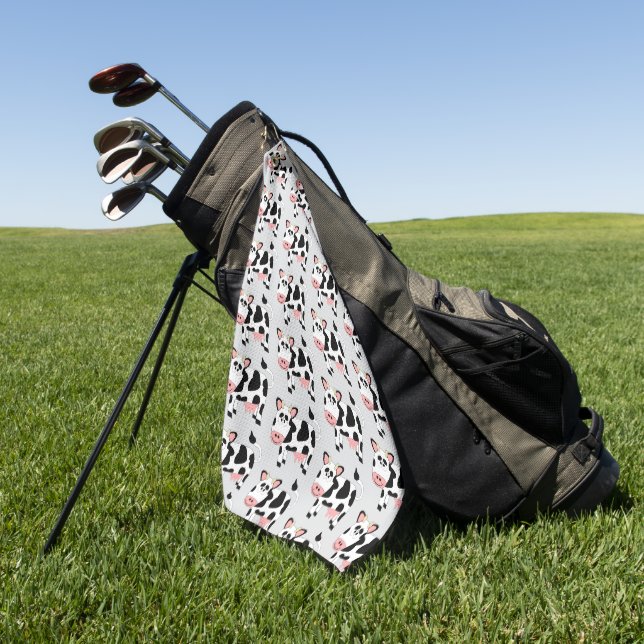 Serviette De Golf Conception de vache sur fond de couleur au choix (Vert)