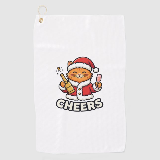 Serviette De Golf Conception de vecteur de chat de Noël Cheers (Devant)