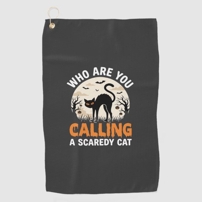 Serviette De Golf Conception de vecteur de chat noir drôle d'Hallowe (Devant)