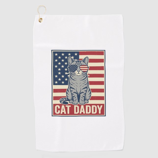 Serviette De Golf Conception de vecteur de chat patriotique Cat Dadd (Devant)