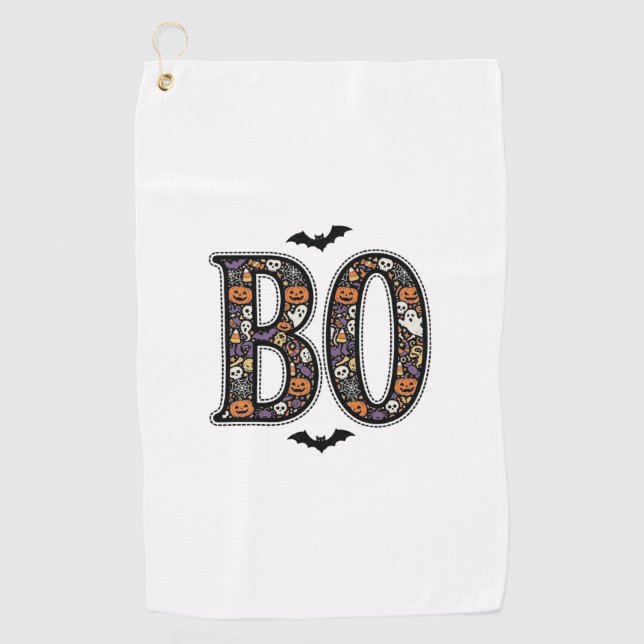 Serviette De Golf Conception de vecteur de doodle de boo d'Halloween (Devant)