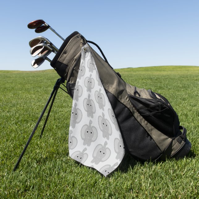 Serviette De Golf Conception d'éléphant sur fond de couleur au choix (Vert)