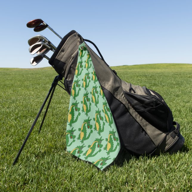 Serviette De Golf Conception Dragon Vert Fond de n'importe quelle co (Vert)