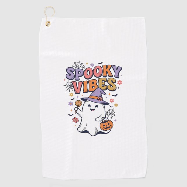 Serviette De Golf Conception Halloween Rétro Fantôme Mignon Vibes So (Devant)