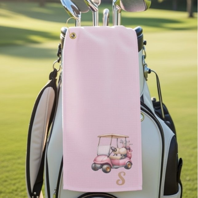 Serviette De Golf Conception personnalisée de monogramme rose Cadeau (Créateur téléchargé)