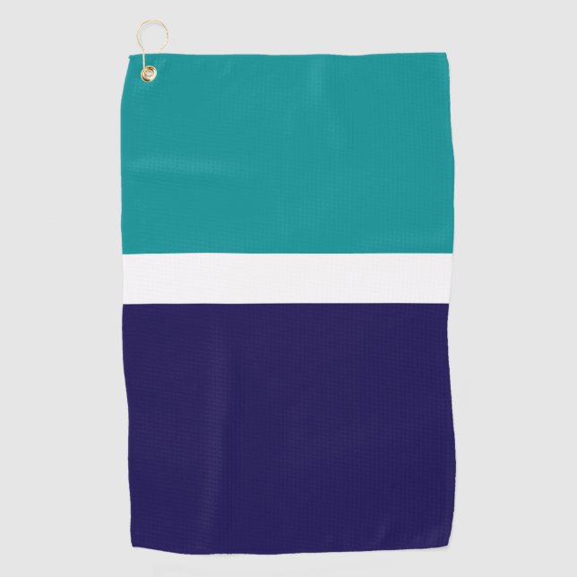 Serviette De Golf Conception turquoise de blocs de couleur bleu blan (Devant)