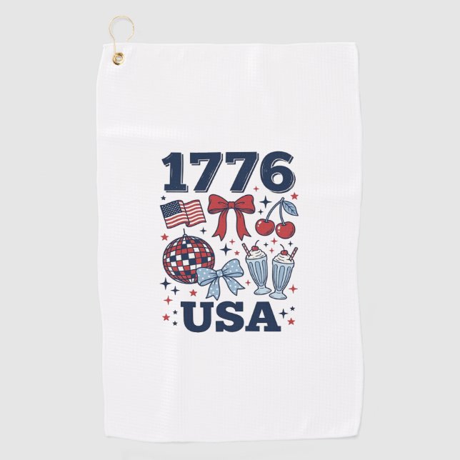 Serviette De Golf Conception vectorielle coquette patriotique USA 17 (Devant)