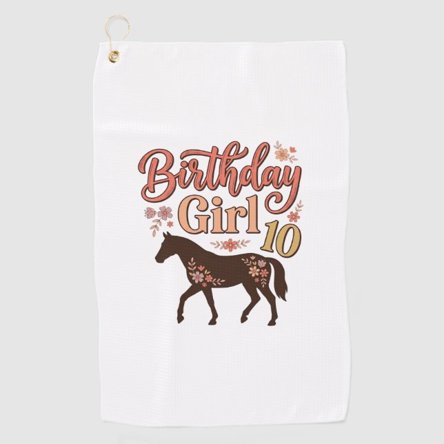 Serviette De Golf Conception vectorielle florale de cheval 10 pour f (Devant)