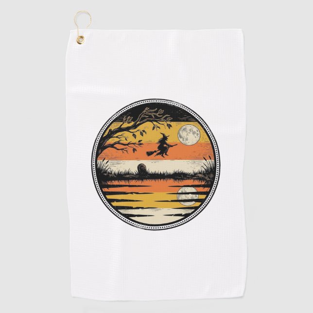 Serviette De Golf Conception vectorielle Halloween crépuscule sorciè (Devant)