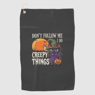 Serviette De Golf Conceptions de chat de sorcière d'Halloween de cho