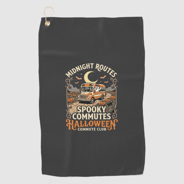 Serviette De Golf Conducteur de bus Halloween Route de minuit (Devant)