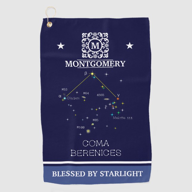 Serviette De Golf Constellation Coma Berenices de l'hémisphère Nord (Devant)