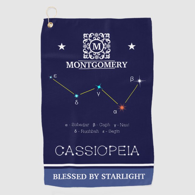 Serviette De Golf Constellation de l'hémisphère Nord Cassioipeia (Devant)