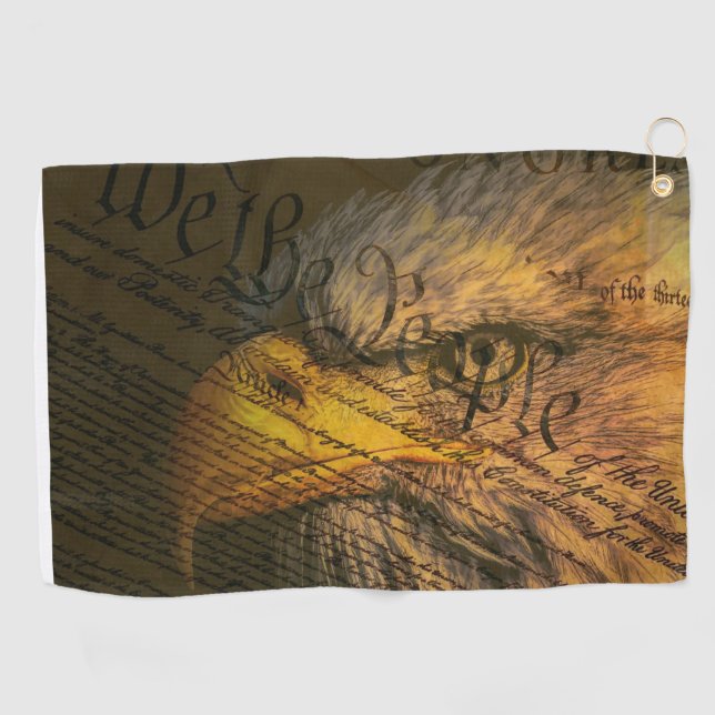 Serviette De Golf Constitution avec l'aigle chauve (Horizontal)