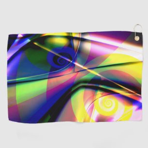 Serviette De Golf Convex tordu bleu un fantôme en spirale jaune sur