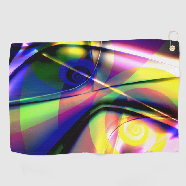 Serviette De Golf Convex tordu bleu un fantôme en spirale jaune sur  (Horizontal)