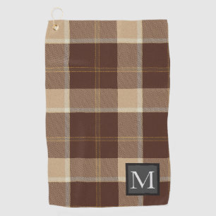 Serviette De Golf Cookies et crème TARTAN Brown Monogramme