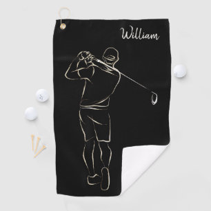 Serviette De Golf Cool Black Modern Ajouter Votre Nom Classy Masculi