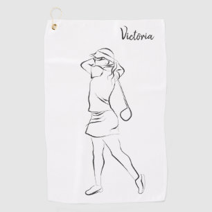 Serviette De Golf Cool Blanc Moderne Ajouter Votre Nom Customisé Dam