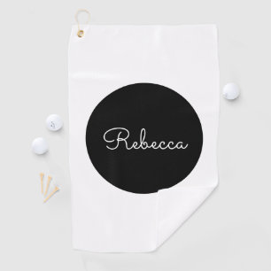 Serviette De Golf Cool Editable White Script Design rétro-moderne