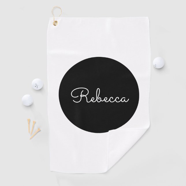 Serviette De Golf Cool Editable White Script Design rétro-moderne (En situation)