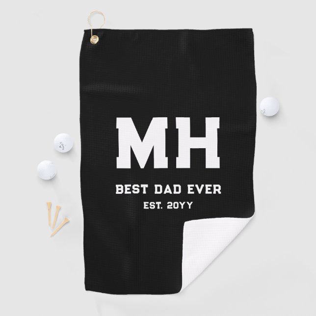 Serviette De Golf Cool Monogramme Moderne Noir et Blanc Meilleur Pap (En situation)
