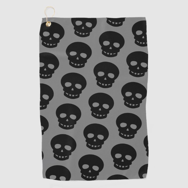 Serviette De Golf Cool noir crâne gris foncé Motif (Devant)